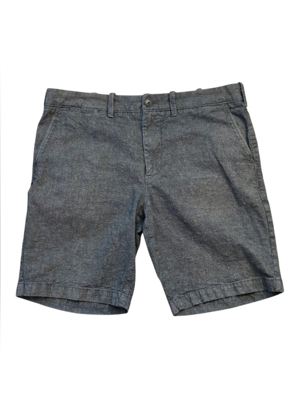 Express Men's Heather Gray Stretch Above Knee Slim-Fit Flat-Front Shorts - Sz 34
